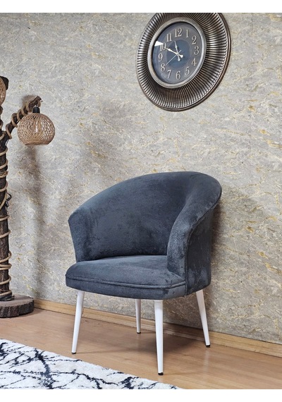 Zafir Tekli Teddy Beyaz Boyalı Sivriltme Ayak Çay Seti Koltuk Tekli Berjer , Balkon, Salon, Ofis Füme