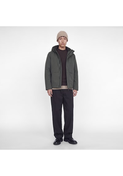 Jack & Jones Erkek Çikartilabilir Kapüsonlu Su Geçirmez Mont - Moon - 12301654 Koyu Gri Melanj