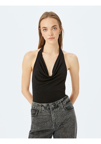 Koton Degaje Yaka Kolsuz Slim Fit Bluz Siyah 5sal30114ık Siyah