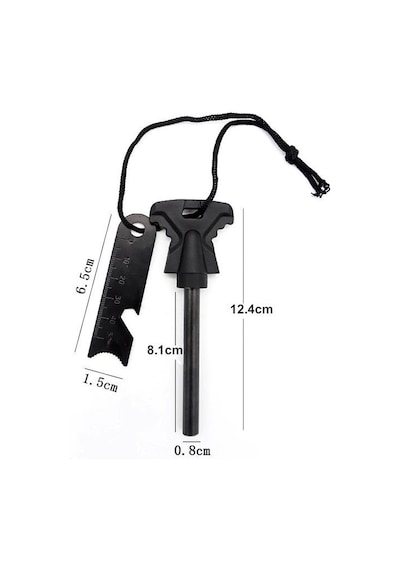 Valkyrie 8mm 8.5cm Magnezyum Ateş Başlatıcı Bar - %100 Katkısız Alüminyum İçermez Fire Starter Siyah