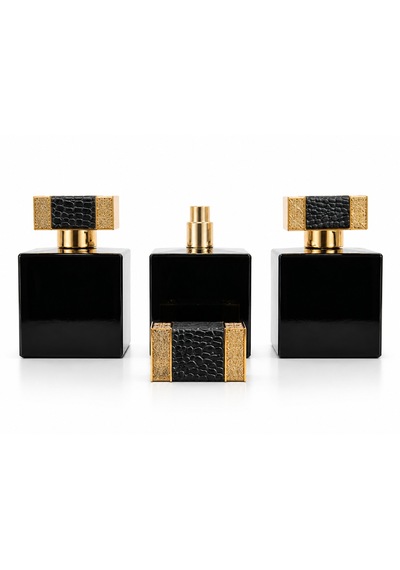 15 Adet Boş Cam Parfüm Şişe, 100 Ml, Küp Mia Model, Siyah-fkb-100