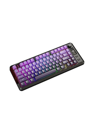 M75 Kablosuz 2.4ghz Kablosuz + Bt Çift Modlu Klavye Led Ekranlı Oyun Klavyesi İle Pbt Knob Rainbow