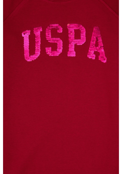 U.S. Polo Assn. Kız Çocuk Koyu Frambuaz Payet Detaylı Bisiklet Yaka Sweat Örme Elbise 50314313-VR104