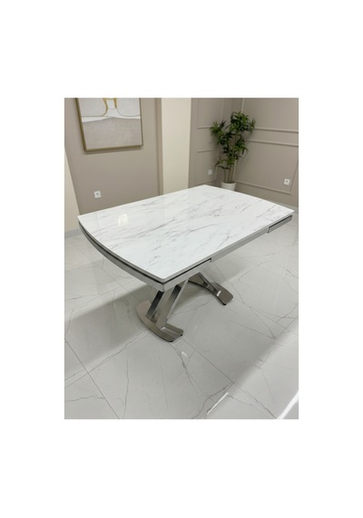 Venoxa Premium 80x120 / 80x180 Ölçülü Mdf Masa Tek Masadır Beyaz Mermer Beyaz Mermer