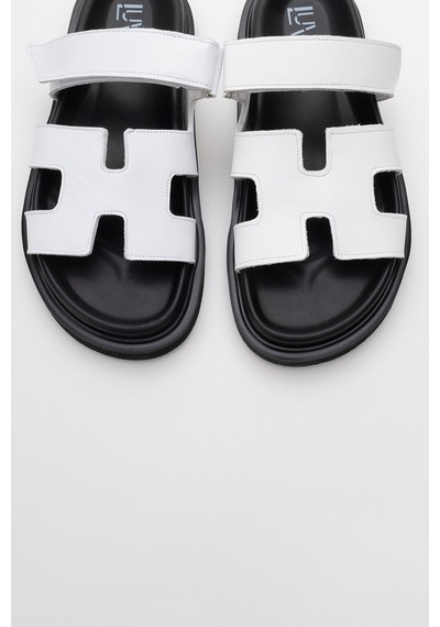 Luvishoes Luvi Shoes Morte Beyaz Cilt Hakiki Deri Kadın Terlik Beyaz