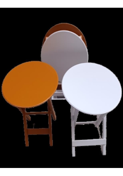Çanta Zigon Sehpa Oval Model Dörtlü Ahşap Mdf Beyaz Ve Hardal Renk Uyumu El Yapımı