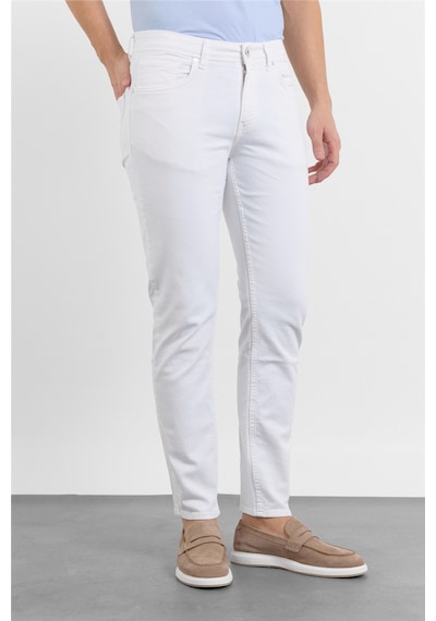 İmza Beyaz 5 Cep Düz Paça Gabardin Slim Fit Pamuklu Pantolon 1003260318