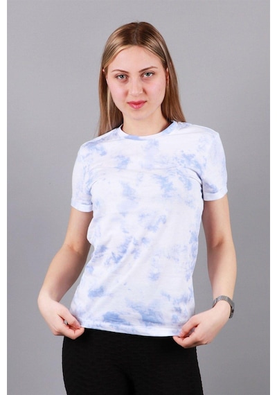 Kadın Bisiklet Yaka T-shirt Tşört Beyaz