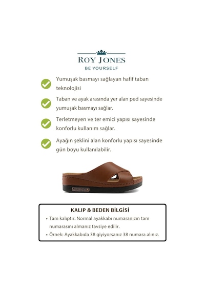 Roy Jones Kadın Ortopedik Anatomik Tabanlı Konfor Modeli Şık Rahat Günlük Topuklu Dışarı & Ev İçi Terliği Kahverengi