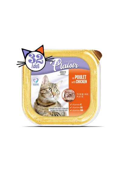 Plaisir Tavuk Etli Pate Yetişkin Kedi Yaş Maması 32 x 100 G