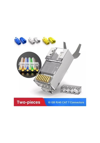 Cat7 Metal Konnektör Rj45 Cat7 Jack + Ayraç 100'lü Paket