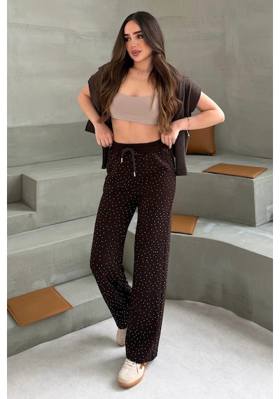 Bbbutikbasic Taşlı Modal Pantolon M4737 Kahverengi Bbbutikbasic Taşlı Modal Pantolon M4737 Kahverengi