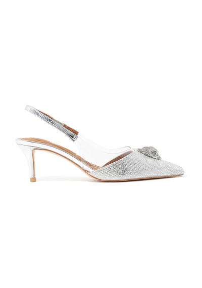 Kurt Geiger Vinyl Slingback Topuklu Ayakkabı - Gümüş Renk Abiye Ayakkabı 38