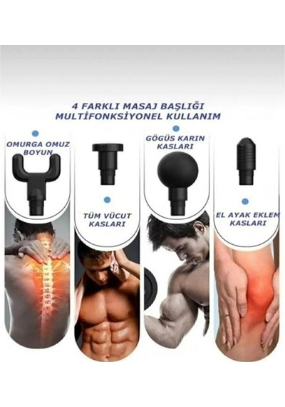 Darbeli Titreşimli Şarjlı Sporcu Masaj Tabancası Masaj Aleti Kas Rahatlatıcı Egzersiz Alet