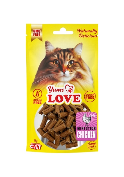 Yums - 618 - Love Kedi Ödülü Mini Çubuk Tavuklu 2 Cm - Spt-gld - 50 Gr