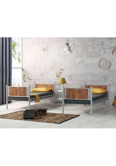 Argimo Elegan Metal Ranza Ve Karyola 90 x 200 Ceviz