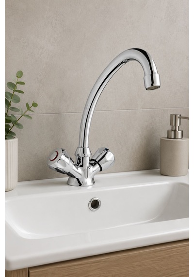 Arsu Orkide Serisi Uzun Kuğu Bataryası Lavabo Bataryası Krom Lavabo Bataryası