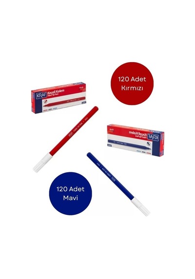 Keçe Uçlu Kalem - Kraf - Keçeli Kalem 240'lık Paket 120 Adet Kırmızı, 120 Adet Mavi Diğer