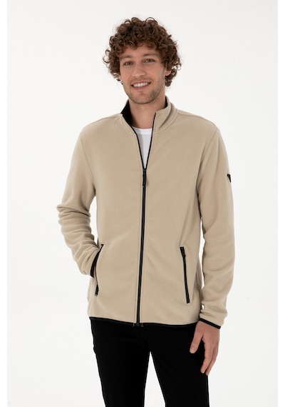 U.S. Polo Assn. Erkek Regular Fit Koyu Bej Polar Örme Hırka 50313779-VR088