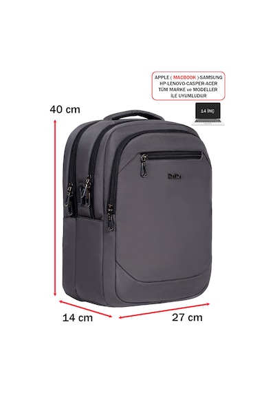 Dada 11 Gri Erkek Sırt Çantası Okul Ve Günlük Kullanım 13,3-14 İnç Usb Type-c Aparat Ortopedik Gri