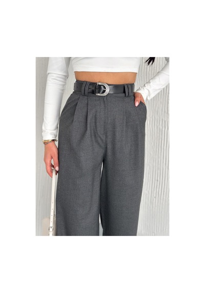 Winmoda34 Kadın Kemer Detaylı Bol Paça Geniş Kesim Baggy Kumaş Pantolon Çift Köprülü Lima Kumaş Füme1 Winmoda34 Kadın Kemer Detaylı Bol Paça Geniş Kesim Baggy Kumaş Pantolon Çift Köprülü Lima Kumaş Füme1