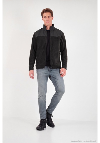 Buratti Regular Fit Garnili Dik Yaka Sıcak Tutan Polar Mont Erkek Polar Mont 59060443 Antrasit