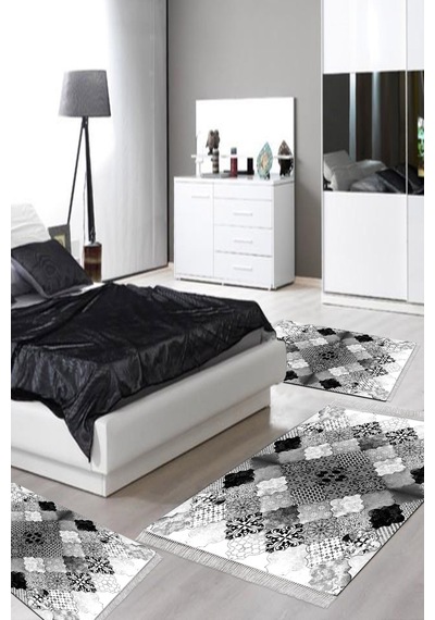 Eko Trend Djt Yıkanabilir Kaymaz Taban 3 Lü Yatak Odası Takımı Mu120 Patchwork gri