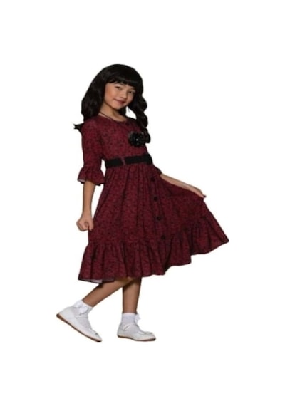 Gülücük Kids Kız Çocuk Çiçekli Şifon Elbise 854