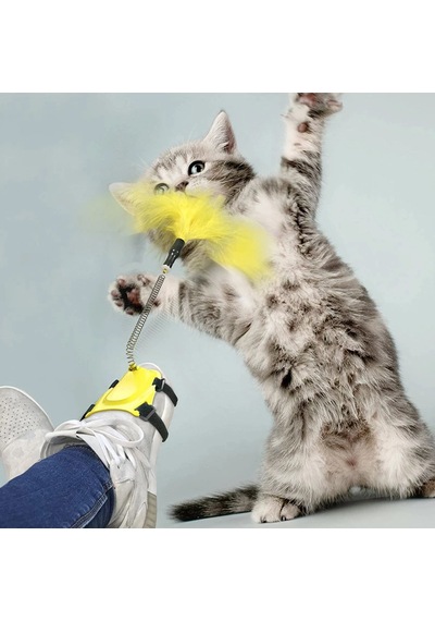Tüylü Kedi Ayak Oltası Kedi Oyuncağı Fonksiyonlu Yaylı