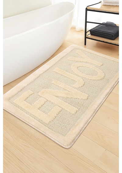Doğal Kaymaz Taban Banyo Paspas Uzun Ömürlü Yumuşak Dokulu Su Emici Yıkanabilir Enjoy 60x100 Krem
