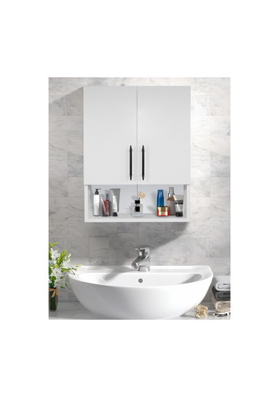 Çok Amaçlı Banyo Dolabı, Ecza Dolabı, 2 Kapaklı Dolap, Hol, Banyo, Ofis, Beyaz, Beyaz Çok Amaçlı Banyo Dolabı, Ecza Dolabı, 2 Kapaklı Dolap, Hol, Banyo, Ofis, Beyaz, Beyaz