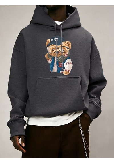 Startmore Startmoregentleman Tech Control Teddy Bear Baskılı Erkek Cep Polar Uzun Kollu Sonbahar Renkli Spor Giy Antrasit