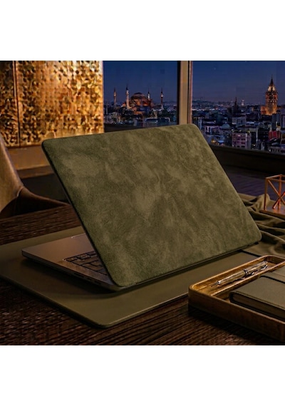 Kendinden Yapışkanlı Alcantara Laptop Kaplama 48x30 Cm Süet Doku Arka Kapak Çizilme Önleyici Koruyucu Skin Yeşil