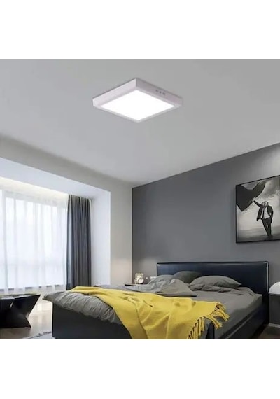 24 Watt Günışığı Ledli Çok Kaliteli Sıva Üstü Tavan Armatür 22 X 22 Cm Kare Sıva Üstü Tavan Armatürü Beyaz
