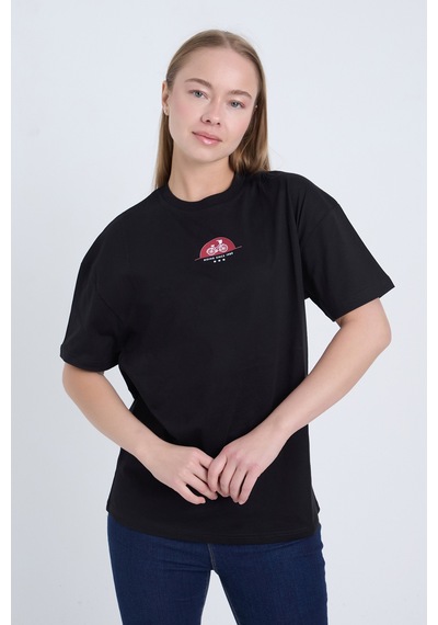 Velvoria Unisex Oversize Rıdıng Sınce Baskılı Siyah Renk T-shirt