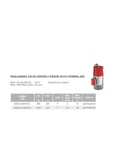Venedik Pro Qsb-jh-800103 - 800w 220v Keson Kuyu Dalgıç Pompa