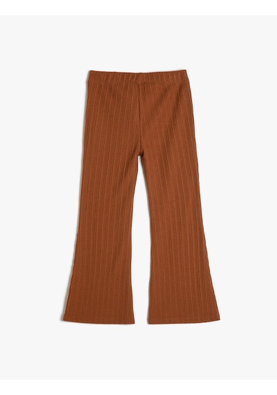 Koton İspanyol Paça Pantolon Kaşkorse Beli Lastikli Kahverengi 4wkg40142ak Kahve