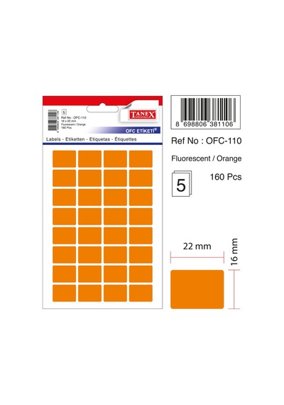 Tanex Ofc-110 Flo Turuncu Ofis Etiketi