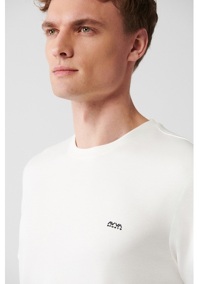 Avva B001040 Bisiklet Yaka Sırt ve Göğüsü Logo Baskılı Erkek T-Shirt - Ekru