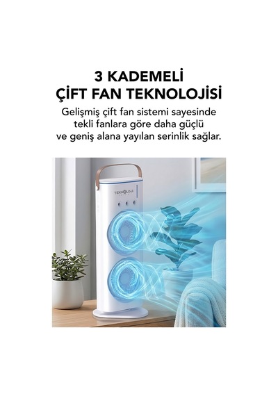 Masaüstü Vantilatör Taşınabilir Buzlu Su Spreyli Çift Katlı Fan Rgb Led Şarjlı Kumandalı 6000 Rpm