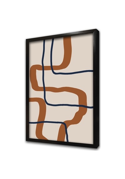 Turuncu Siyah Line Art Üçlü Çerçeveli Mdf Tablo Seti-173812