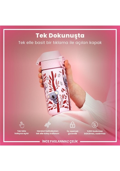 Ion8 - Paslanmaz Çelik Çocuk Suluk - Koala - 400 Ml - Sızdırmaz Çok Renkli