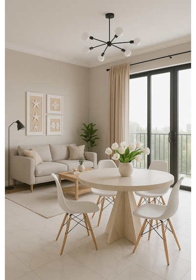 Yıldız Model 90 Çaplı 75 Cm Yükseklikli 36 Mm Kalın Kenarlı Sandalye Yok Yuvarlak Yemek Masası Traverten
