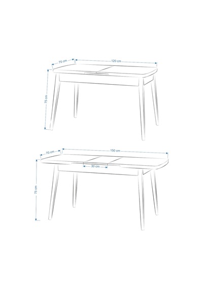 Vilinze Eames Sandalye Avanos Ahşap Mdf Açılır Mutfak Masası Takımı - 70x120+30 Cmtk-avanos-70120ak-nb-eames-nb Beyaz