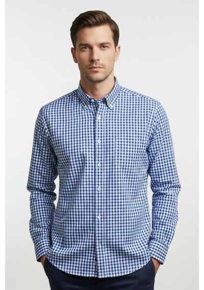 Uki Açık Mavi Comfortfit Casual Uzun Kol Gömlek Açık Mavi