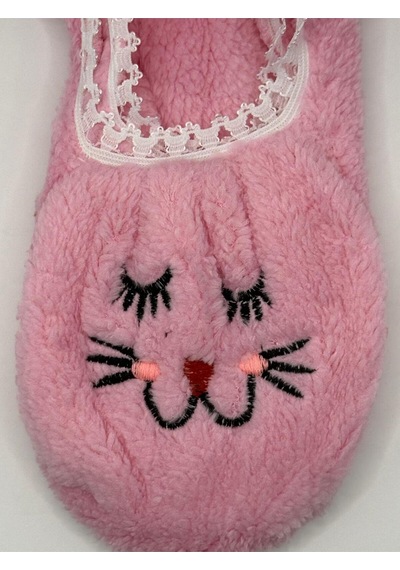 Ozzy Socks Kadın Pembe Kedi Desenli Uyku Patik Çorap 3'lü Paket Pembe2