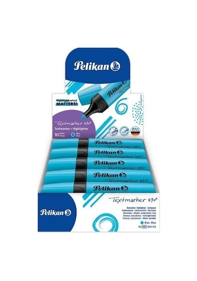 Pelikan Fosforlu Kalem 490 Neon Mavi 10'lu Paket Diğer