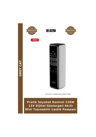 Pratik Seyahat Kontrol 120w 12v Dijital Göstergeli Akıllı Mini Taşınabilir Lastik Pompası
