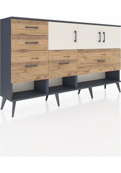 Arges Konsol 3 Raflı 5 Çekmeceli 3 Kapaklı 176x30x99 Antrasit-aytaşı/çam Aytası/atlas Çam - Antrasıt Arges Konsol 3 Raflı 5 Çekmeceli 3 Kapaklı 176x30x99 Antrasit-aytaşı/çam Aytası/atlas Çam - Antrasıt