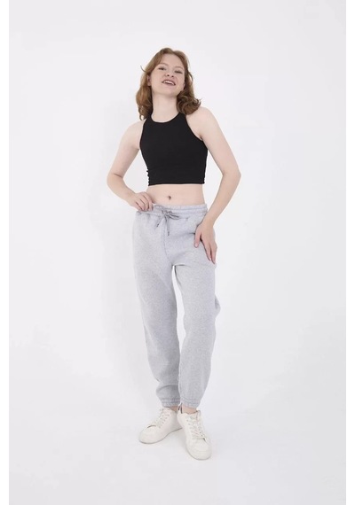Üç İplik Basic Lastikli Eşofman Pantolon - Gri 001